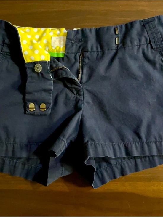 J. Crew Pants - J. Crew Navy Women's Bike Shorts with Yellow Polka Dot Lining